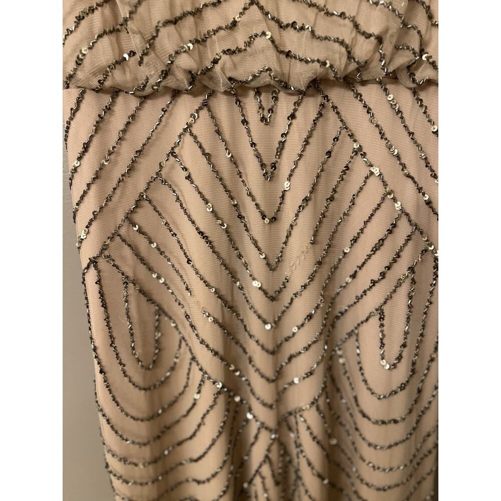 NEW Adrianna Papell Art Deco Beaded Blouson Gown Color Taupe (see Description) - Picture 9 of 9